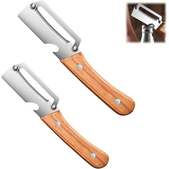 Multi-functional Vegetable Peeler For Kitchen,Premium Peeler With Wooden Handle And Bottle Opener