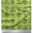 thumbnail image 1 of Soimoi Green Rayon Crepe Fabric Sun & Text Print Fabric by Yard 46 Inch Wide, 1 of 5