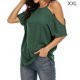 thumbnail image 3 of Camiseta de mujer Qarigey Blusa de manga corta con hombros descubiertos verano Top suelto Verde XXL, 3 of 5