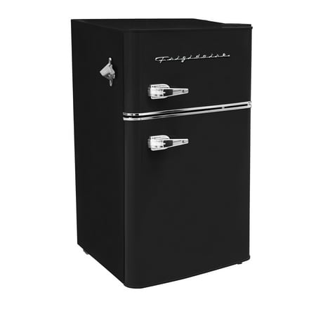 Frigidaire 3.2 cu ft 2 Door Retro Fridge with Side Bottle Opener Black