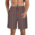 thumbnail image 1 of Balery Red And Orange On Blue Teal Traje de Baño Estilo Hawaiano para Hombre, Shorts de Secado Rápido con Bolsillos-Small, 1 of 6