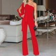 thumbnail image 2 of aidice Rompers for Women Dressy off Shoulder Belt Slim Fitting Long Sleeve Comfy Flare Pants Jumpsuits, 2 of 6