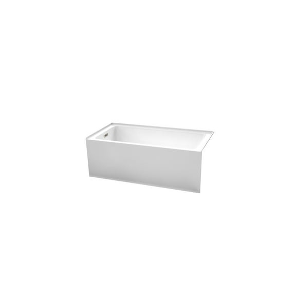 60" x 30" Bathtub - White Acrylic Tub with Left Drain & Brushed Nickel Trim