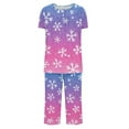 thumbnail image 6 of VBTAPA Women's Pajama Sets Short Sleeve Tops Capri Pants Sleepwear Christmas Holiday Nightwear Soft Pjs Lounge Sets Multicolor XL, 6 of 7