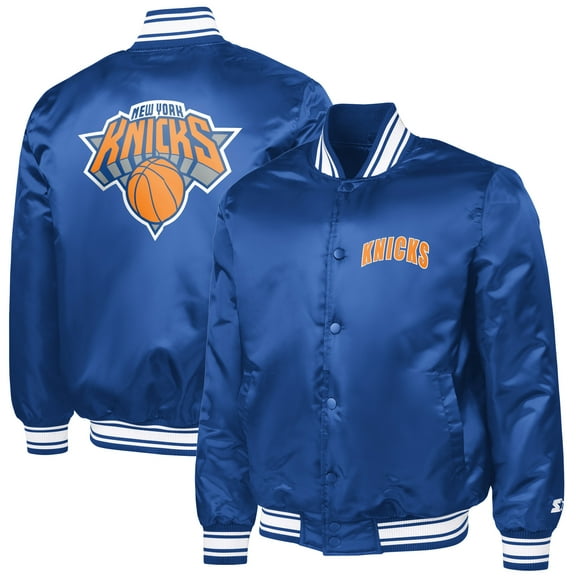 Men's Starter Blue New York Knicks Logo Varsity Full-Snap Jacket