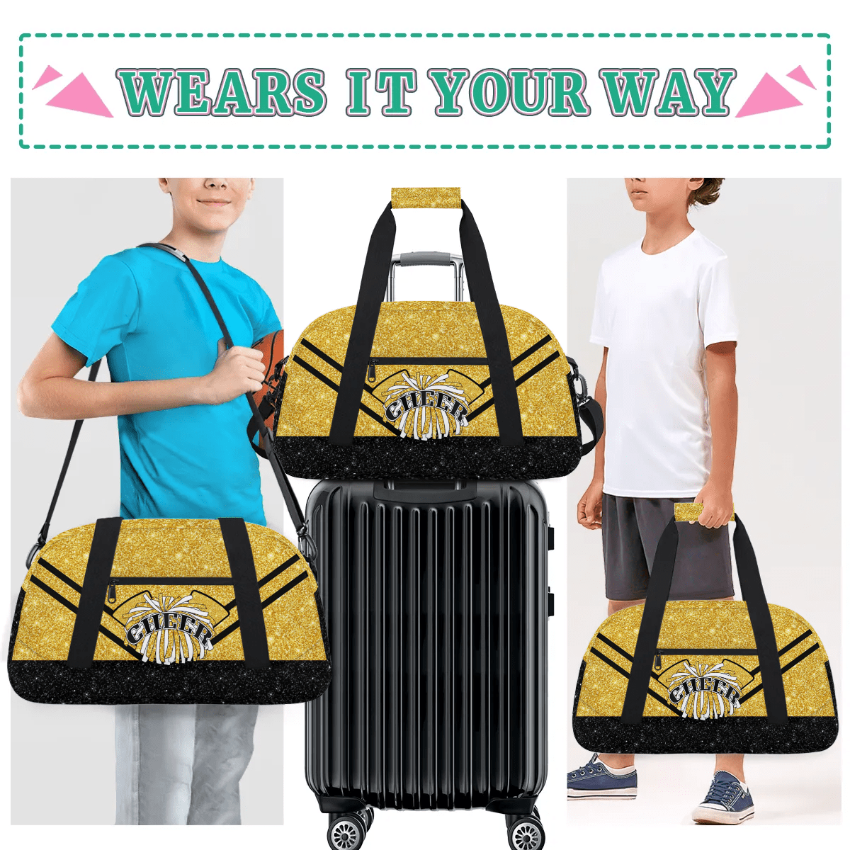 Qzjjjmy Cheer Bag Dance Bag for Girl Cheerleader Bag Sport Duffel Bag