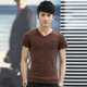 thumbnail image 5 of Camiseta Ajustada Con Cuello En V Para Hombre Camiseta De Manga Corta Con Músculos (Café) Xxl-104373.24 Likrtyny Caballero, 5 of 6
