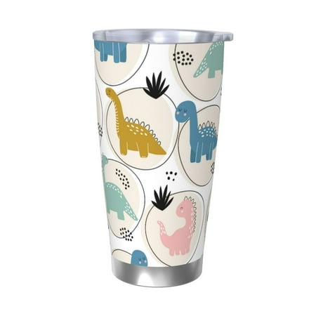 

Salouo Cute Dinosaurs Print 20oz Tumbler with Lid Stainless Steel Vacuum Insulated Tumbler Durable Insulated Coffee Mug Thermal Cup with Splash Proof Sliding Lid-Without Straw