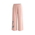 thumbnail image 3 of Favoffer Women's Linen Embroidered Pants Loose Casual Solid Color Slimming Trousers Breathable Fashion Summer Bottom for Holiday Leisure Street, 3 of 6