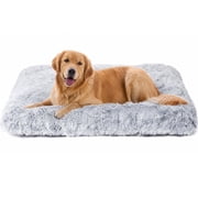 Juyafio Large Plush Dog Pet Bed,Washable Dog mat with Non-Slip Bottom for Large and Medium Dogs, 38"x26" Gray Anti Anxiety Dog Bed
