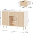 thumbnail image 3 of 47.2" Large Sideboard Buffet Cabinet with 2 Doors & Drawer, Fluted Coffee Bar with Adjustable Shelves, Liquor Storage Accent Cabinet for Living Dining Room, Oak, 3 of 7