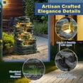 thumbnail image 2 of Outdoor Cascading Stone Water Fountain, 7-Tier Floor Natural Looking Rock Fountains with LED Pump Moss Decor, Freestanding Resin Fountain and Cascading Water Feature for Patio Garden, Grey, 2 of 8