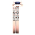 thumbnail image 3 of 2.01 ct Brilliant Princess Cut Blue Sapphire 18K Rose Gold Halo Solitaire with Accents Engagement Bridal Wedding Ring Band Set size 4.25, 3 of 7