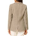 thumbnail image 4 of INSPIRE CHIC Women's Blazers Notched Lapel Long Sleeve One Button Plaid Blazer L Khaki, 4 of 9