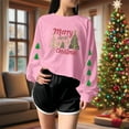 thumbnail image 4 of Pink Christmas Crop Sweatshirt for Women Christmas Tree Graphic Long Sleeve Shirts Xmas Holiday Pullover Tops, 4 of 6