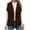 Brown, variant on Womens Vests Fashion Casual Sleeveless Lapel Open Front Fleece Cardigan Fall Fashion Solid Color Fuzzy Jacket Sweater (Black L)