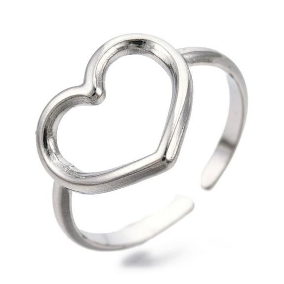 20pcs Non-Tarnish 304 Stainless Steel Hollow Heart Cuff Rings Open Rings for Women Stainless Steel color Size 7(17.5mm)