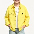 thumbnail image 2 of LTTVQM Girls Boys Button Down Shirt Casual Long Sleeve Collared Comfortable School Uniform Shirts with 2 Pockets Fashion Basic Classic Relaxed Fit Blouse Yellow 7-8 Year, 2 of 6