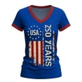 thumbnail image 4 of YVNAURA Womens 250th Anniversary V Neck T Shirt 1776-2026 American Flag Graphic Tee Patriotic 4th of July Top Independence Day Outfit Memorial Day Shirt Sparkle Print, Blue, 2XL, 4 of 7