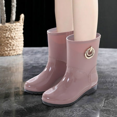 

Cathalem Rubber Boot Insulator Hot Ladies Mid Tube Fashion Waterproof Boots Outdoor Rain Boots Snow Boots A 8