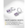 thumbnail image 6 of Bestyle Sterling Silver Dangle Earrings for Women Huggie Hoop Drop Earrings with Rectangular Baguette Alexandrite Crystal, June, 6 of 9