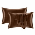 thumbnail image 4 of Silk Pillowcases for And Skin, Silk Satin Pillowcase, 20X26 In, Standard Bed Bedding, Solid Chocolate Brown, 2 Pack, Machine Washable, Bedroom Nightly Rest, 4 of 8