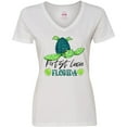 thumbnail image 3 of Inktastic Port St. Lucie, Florida Happy Sea Turtle Women's V-Neck T-Shirt, 3 of 5
