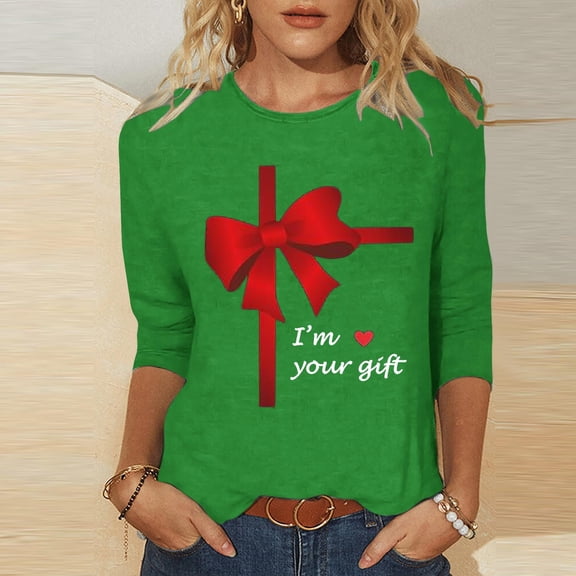 Sokhug Valentine's Shirts for Women Cute Bow Present Printed Short Sleeve Tee 2026 Fashion Valentines Day Holiady Tops