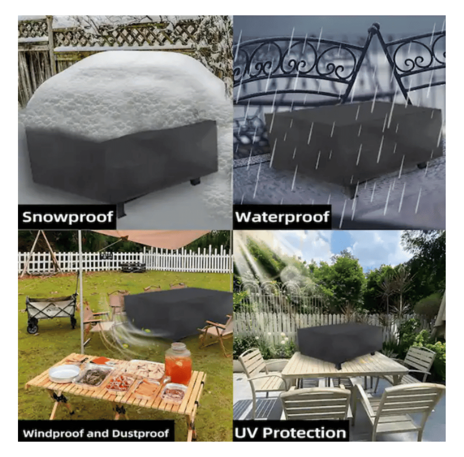 Coffee Table Cover 30 Inch, Black Outdoor Patio Furniture Cover - Waterproof, Windproof, UV Protection - Fits Most Ottomans & Tables