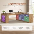 thumbnail image 4 of 71" L-Shaped Executive Desk with Power Outlets & Drawers, Modern Corner Computer Desk with File Cabinet and Storage Shelves for Home Office, Oak, 4 of 8