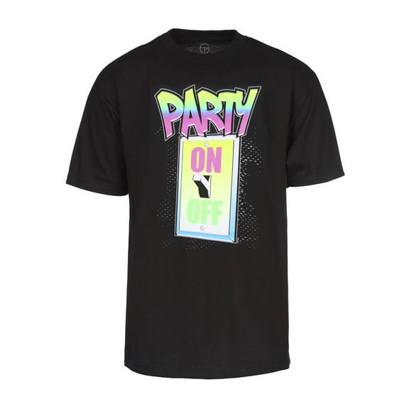 Colorful Party On and Off Switch Graphic T-Shirt - Black, XXXL