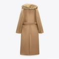 thumbnail image 6 of EOYWHK Long Peacoats for Women Belted Overcoats Double Breasted Trench Coat Woolen Warm Cozy Outerwear with Collar, 6 of 6