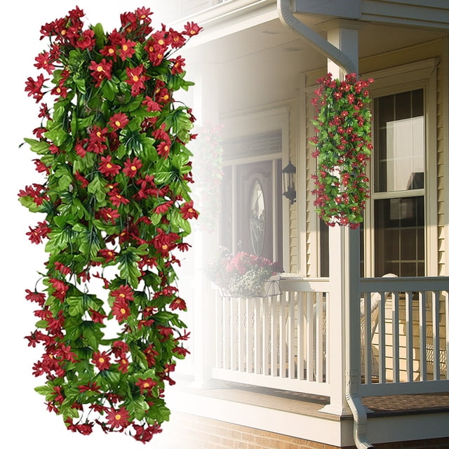 Wall Hanging Flower Decoration Simulation False Flower Rattan Vine Green Wall Way Decoration Wall Mounted Unit(1pc)