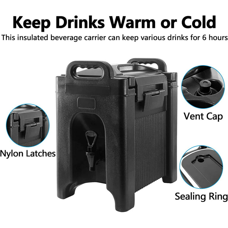 Black Insulated Beverage Dispenser 10 Gal Beverage Server Hot and Cold  Drink Dispenser, 2 PCS