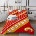 thumbnail image 2 of Erosebridal American Football Coverlet Set Rugby Decor Sports Game Quilt Set Queen, American Football City Bedspread Set Red Yellow White Geometry Striped Bedding Set 3Pcs (Kansas), 2 of 4