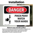 thumbnail image 3 of (2 Pack) Pinch Point Watch Your Hands OSHA Danger Sign 7 Inch X 5 Inch Vinyl Label Decal Sticker Weather Resistant, UV Protected for Workplace, Business, and Construction Site, Made in, 3 of 7
