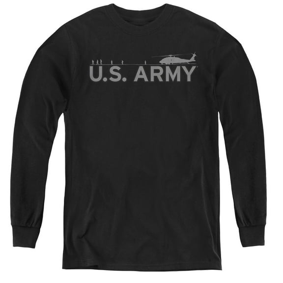 Army Helicopter Youth Long Sleeve T-Shirt Tee Black