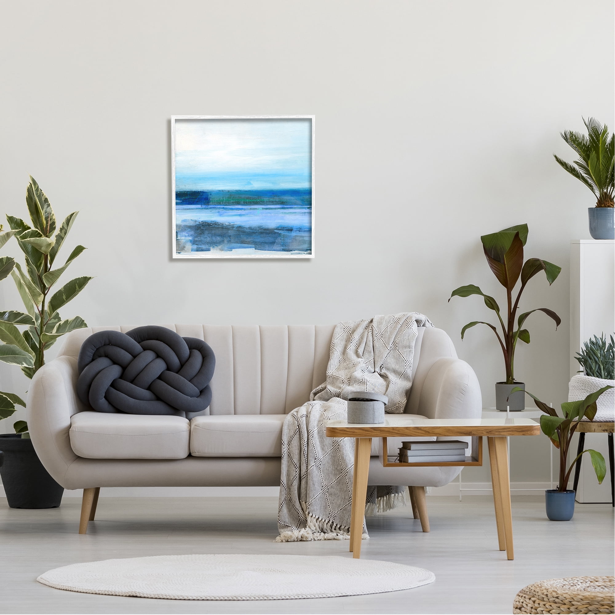 Stupell Industries Ocean Waves Abstraction Abstract Painting White Framed Art Print Wall Art, 24 x 24