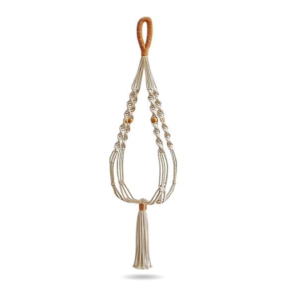 Macrame Plant Hanger with Tassels and Beads, Large Hanging Plant Holder 35in