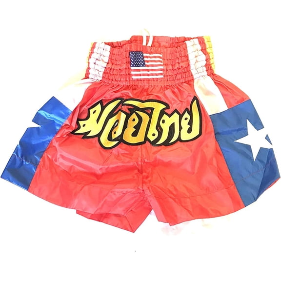 Woldorf USA Muay Thai Fight Shorts in Red Blue Martial Arts, Sparring Fitness, Soft Fabric, Grappling Shorts, Kickboxing Shorts, Fighting Shorts, Muay Thai Training Shorts
