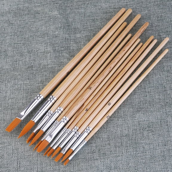 DEEPCRAFF 12Pcs Paint Brush Set Nylon Hair Double Crimped Ferrules for Watercolor Oil Acrylic Painting