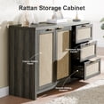 thumbnail image 3 of OAKHAM Rattan Sideboard Buffet, 3 Drawer Storage Cabinet for Living Room, Entryway, Midnight Oak, 3 of 6