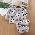 thumbnail image 3 of Hiijoy Big Girls Flannel Pajamas Cartoon Print Long Sleeve Pullover Top Pants Homewear, 3 of 3