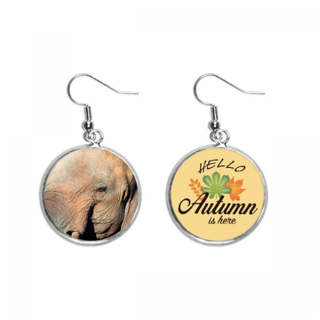 Organismo terrestre Elephant animal salvaje Pendiente del lóbulo de la joyería del pendiente de la hoja del otoño Unbranded M
