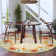 thumbnail image 4 of Orange White Poppy Round Area&nbsp;Rug 7ft Watercolor Floral Non-Slip&nbsp;Washable Circle Rugs Soft Felt Indoor Floor Mat for Bedroom Kitchen Living Room Bathroom, 4 of 9