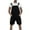 Black, variant on BADHUB Men's Denim Shorts Bib Overalls Ripped Jeans Casual Loose Fit Walkshort Summer Jumpersuit Black XL