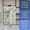 thumbnail image 3 of Kira Home Asher 32" 4-Light Farmhouse Vanity / Bathroom Light + Funnel Glass Shades, Smoked Birch Finish, 3 of 7
