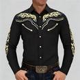 thumbnail image 2 of BUWTTED Western Shirts for Men Embroidered Long Sleeve Button Down Regular Work Dress Spring Fall Cowboy Black3 Shirts S-XXXL, 2 of 6