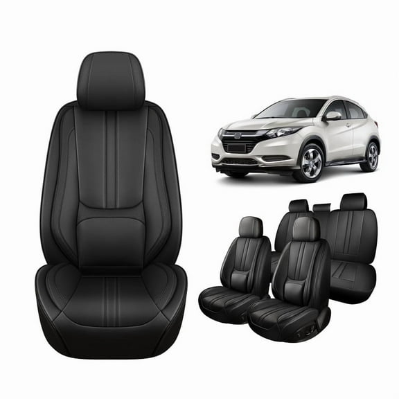Faifani Car Seat Covers For Honda For HR-V 2016-2024 2025, Waterproof Nappa Leather Auto Seat Protectors with Lumbar Support, Luxury Automotive Interior Accessories