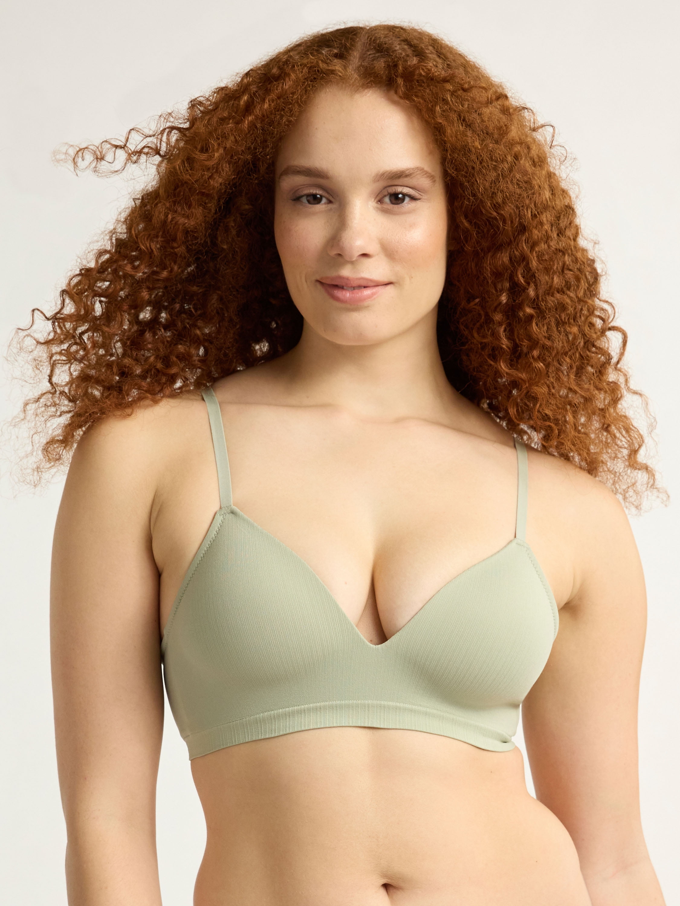 Joyspun Women's Wireless Seamless Matte Mini Rib Bra, Sizes S-3XL